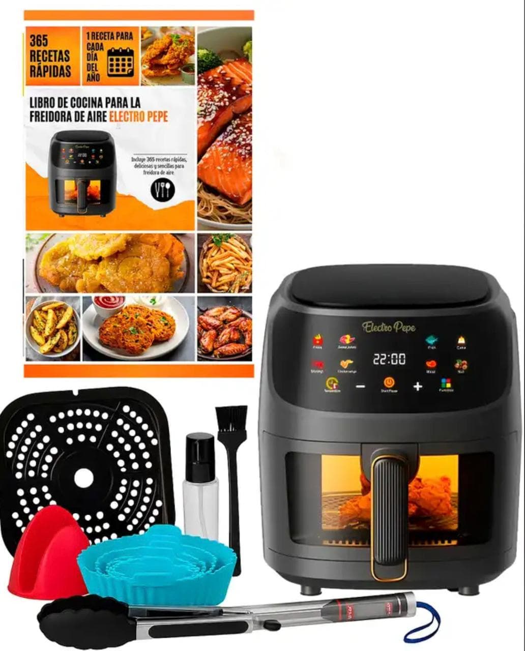 Freidora de Aire Air Fryer 10 Litros + 6 Obsequios (utensilios y moldes en silicona) + Libro De Recetas Digital